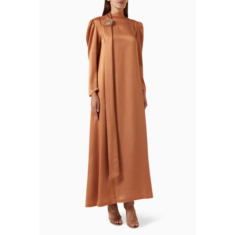 NASS - Embellished Maxi Dress in Silk Brown