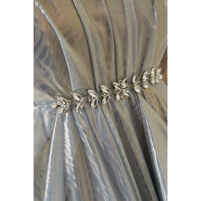 NASS - Ruffled Maxi Dress in Metallic-organza Grey