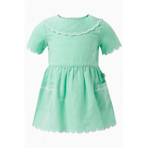 Stella McCartney - Scallop Embroidered Dress in Cotton-linen Blend