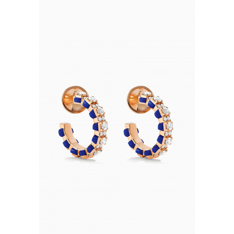 Marli - Tip-Top Diamond & Lapis Lazuli Small Hoop Earrings in 18kt Rose Gold