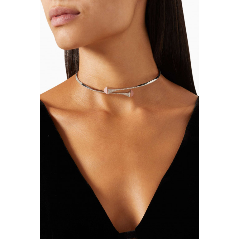 Marli - Cleo Diamond & Quartzite Slip-on Necklace in 18kt White Gold