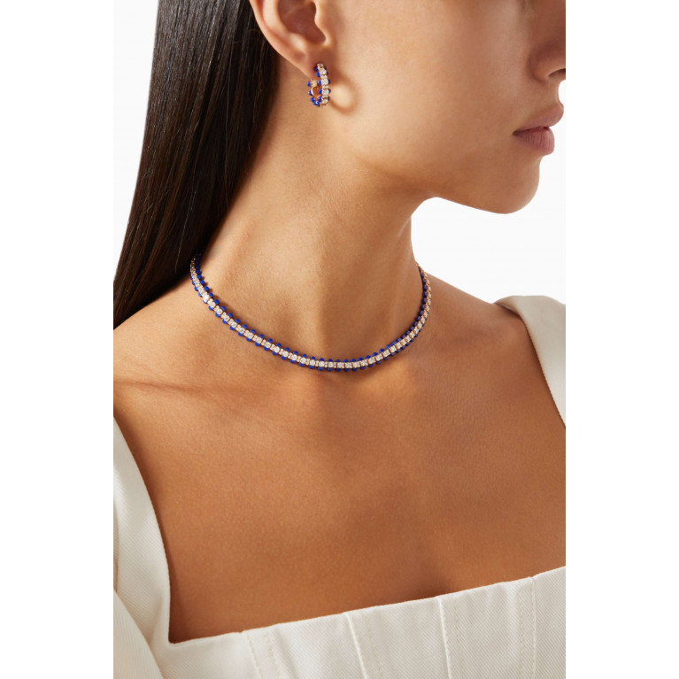 Marli - Tip-Top Diamond & Lapis Lazuli Collar Necklace in 18kt Rose Gold