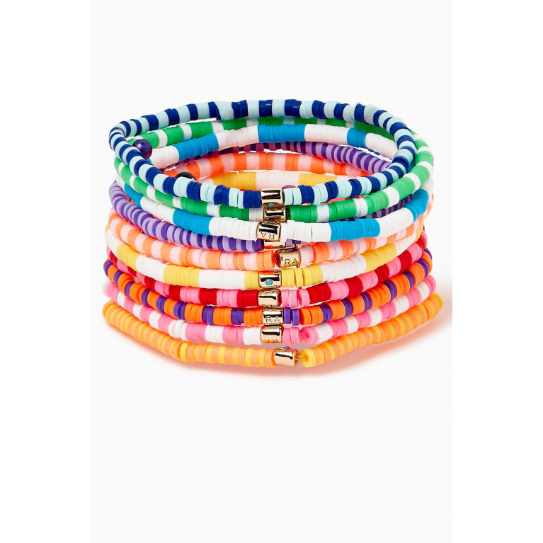 Roxanne Assoulin - Technicolour Stripe Bracelet Bunch in Beads, Set of 10