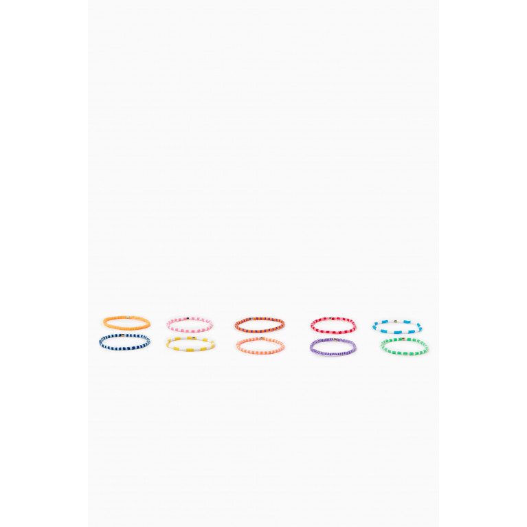 Roxanne Assoulin - Technicolour Stripe Bracelet Bunch in Beads, Set of 10