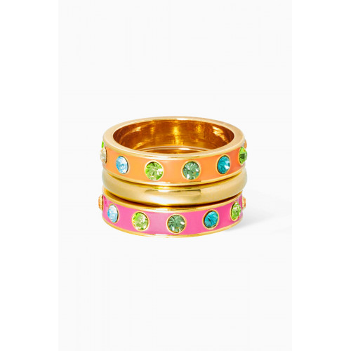 Roxanne Assoulin - The Mad Merry Marvelous Rings in Gold-plated Brass, Set of 3