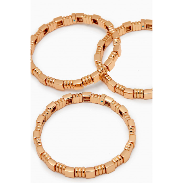 Roxanne Assoulin - Mixed Texture Mini Bracelets in Gold-plated Metal, Set of 3