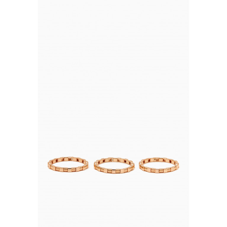 Roxanne Assoulin - Mixed Texture Mini Bracelets in Gold-plated Metal, Set of 3