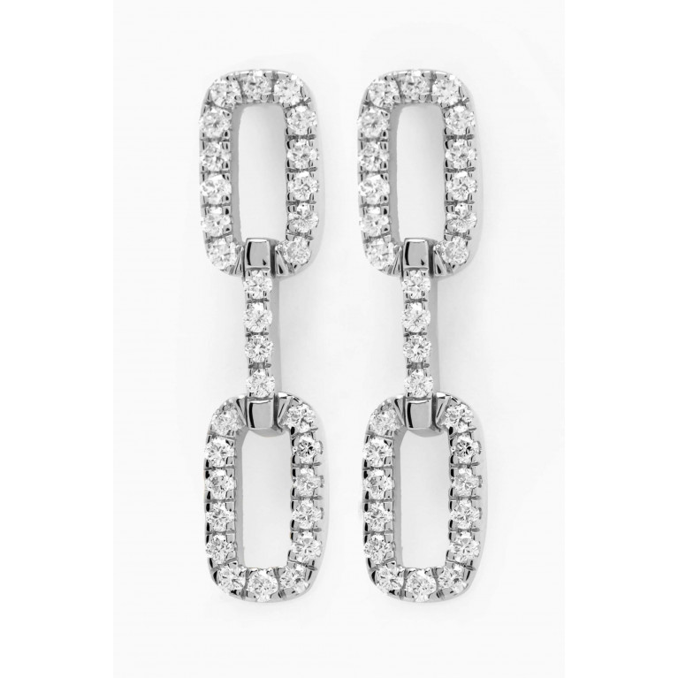 Fergus James - Full Diamond Link Drop Earrings in 18kt White Gold