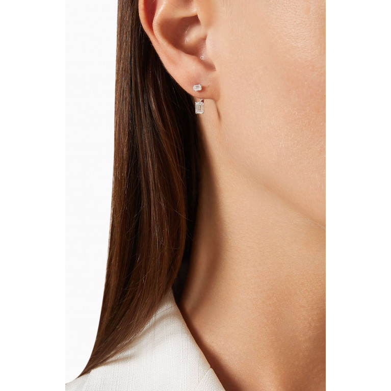 Fergus James - Emerald Diamond Slider Earrings in 18kt White Gold