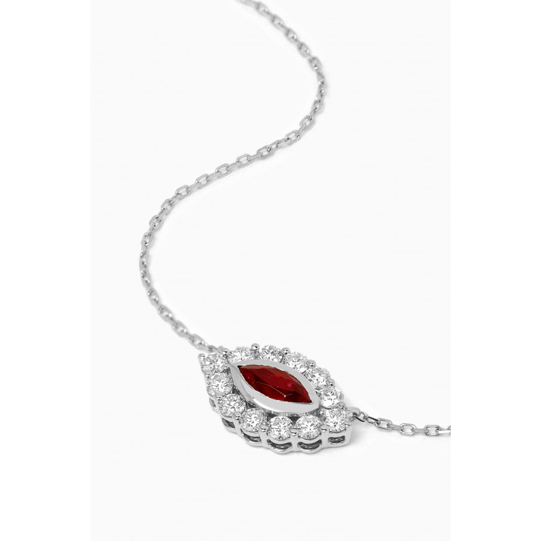 Fergus James - Evil Eye Ruby & Diamond Pendant Necklace in 18kt White Gold