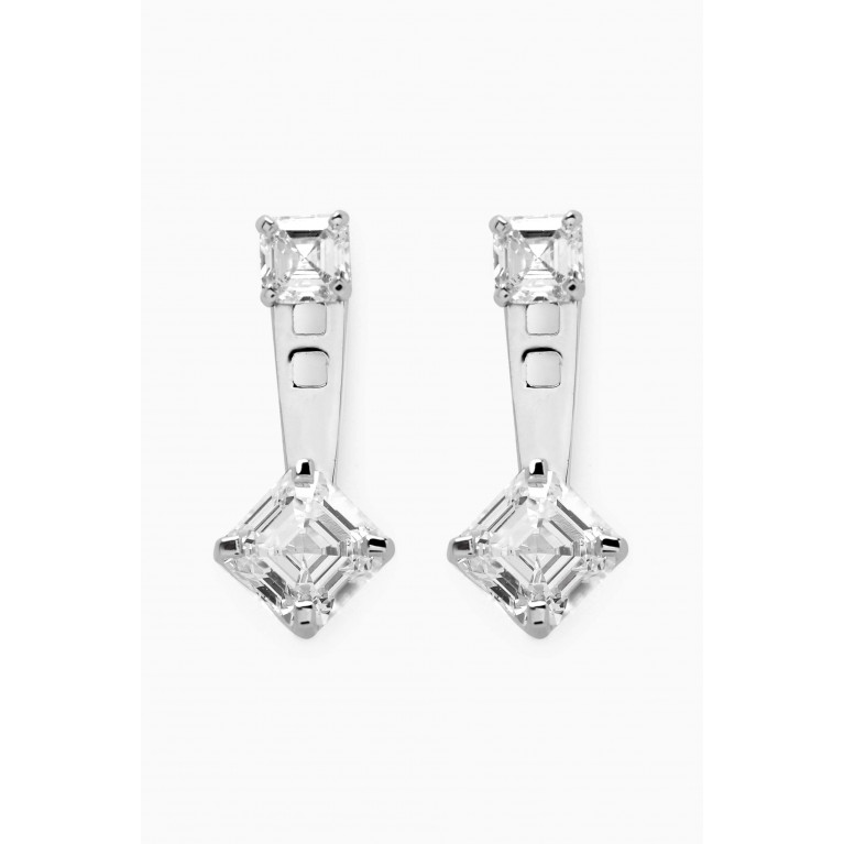Fergus James - Asscher-cut Diamond Slider Earrings in 18kt White Gold
