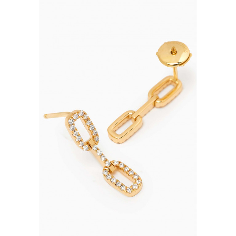 Fergus James - Full Diamond Link Drop Earrings in 18kt Yellow Gold