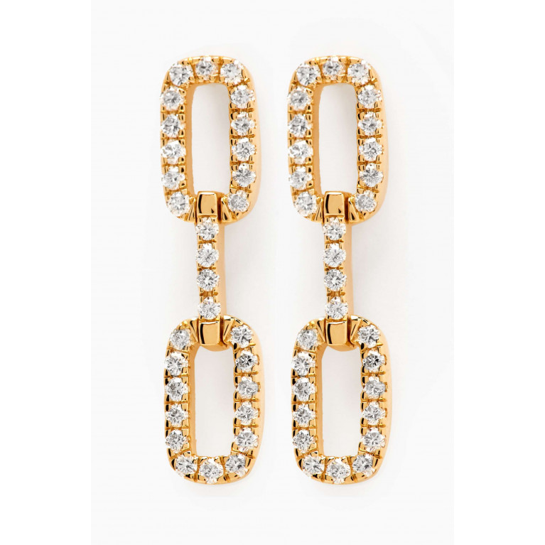Fergus James - Full Diamond Link Drop Earrings in 18kt Yellow Gold