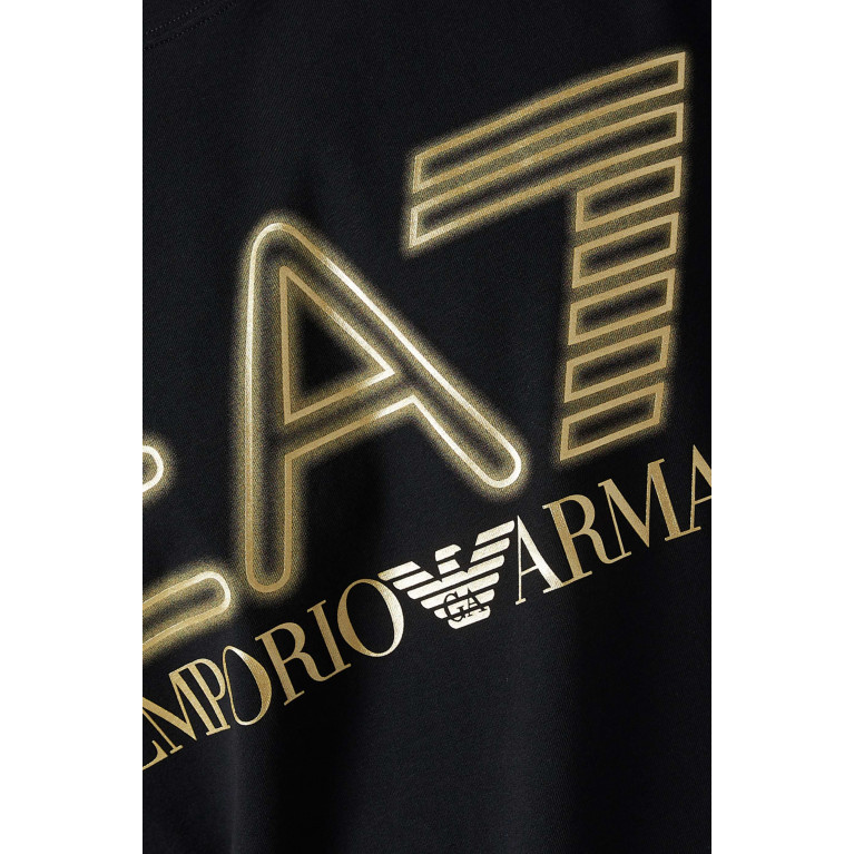 Emporio Armani - EA7 Macro Train Logo Series T-Shirt in Cotton-blend Black