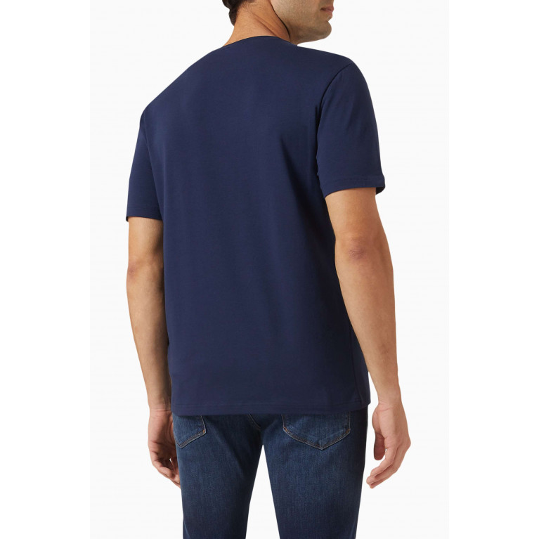 Emporio Armani - EA7 Macro Train Logo Series T-Shirt in Cotton-blend Blue