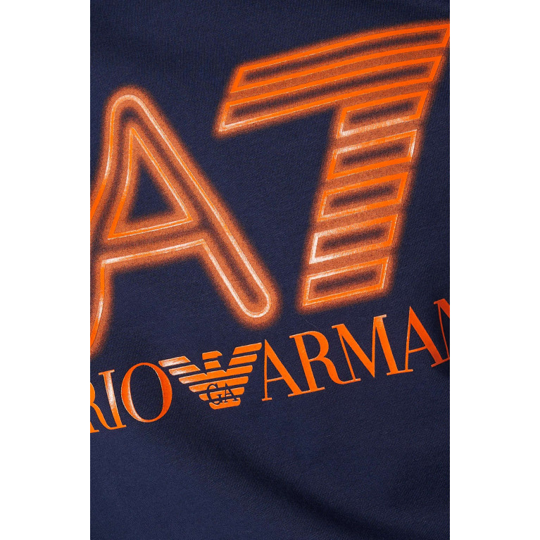 Emporio Armani - EA7 Macro Train Logo Series T-Shirt in Cotton-blend Blue