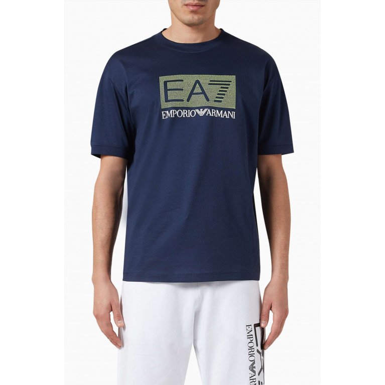Emporio Armani - EA7 Logo Series T-Shirt in Cotton Blue
