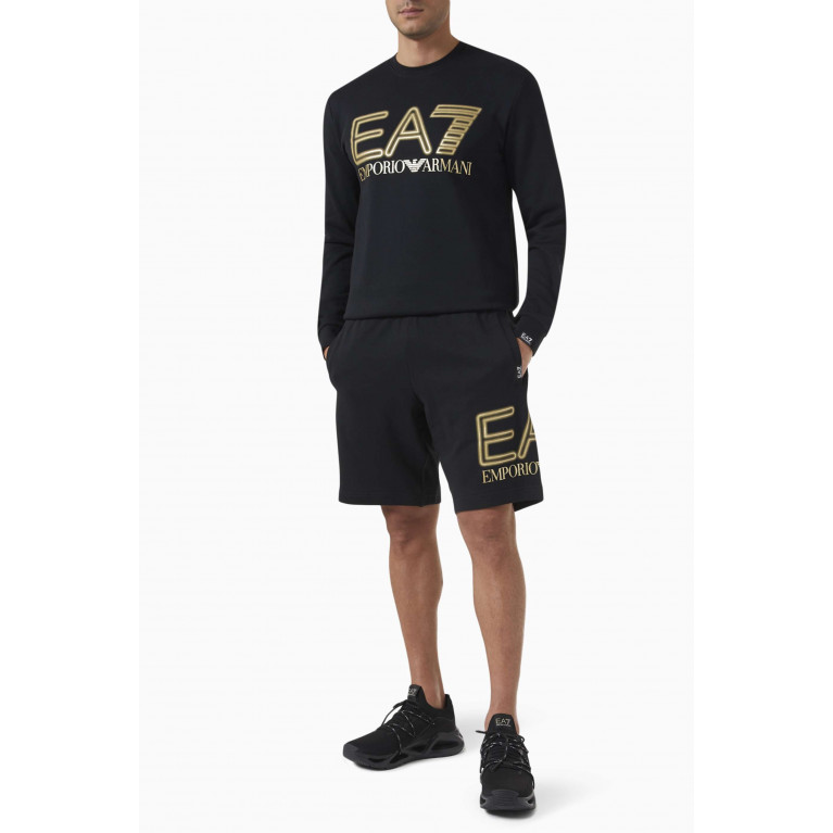 Emporio Armani - EA7 Neon Macro Train Logo Series Sweatshirt in Cotton Black