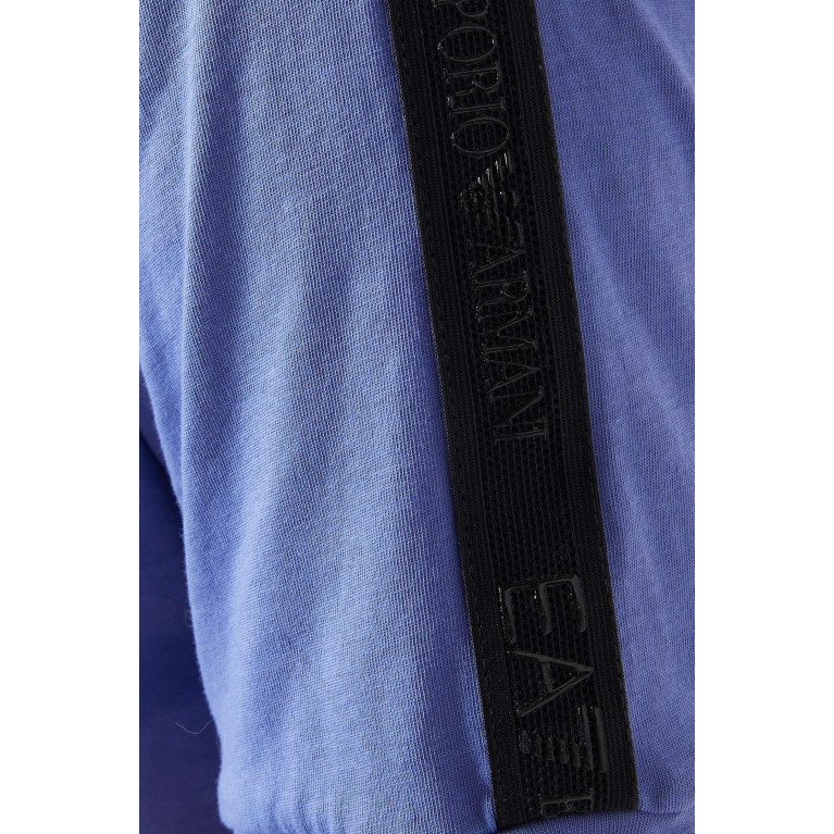 Emporio Armani - EA7 Train Logo Series Tape Polo Shirt in Cotton Blue