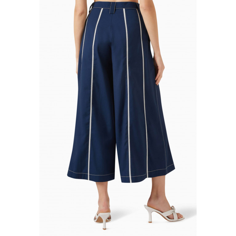 Lovebirds - A-line Stripe Flared Pants in Terry Rayon