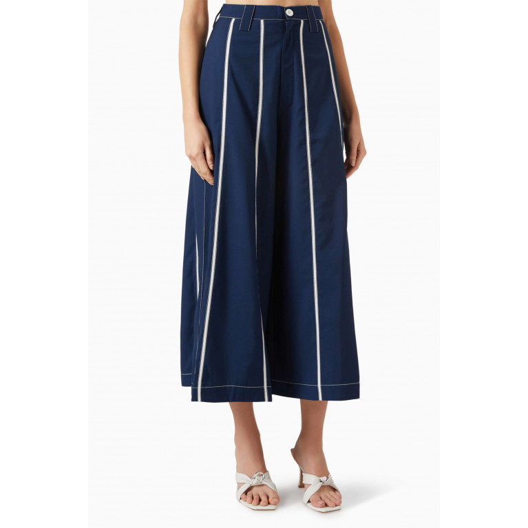 Lovebirds - A-line Stripe Flared Pants in Terry Rayon