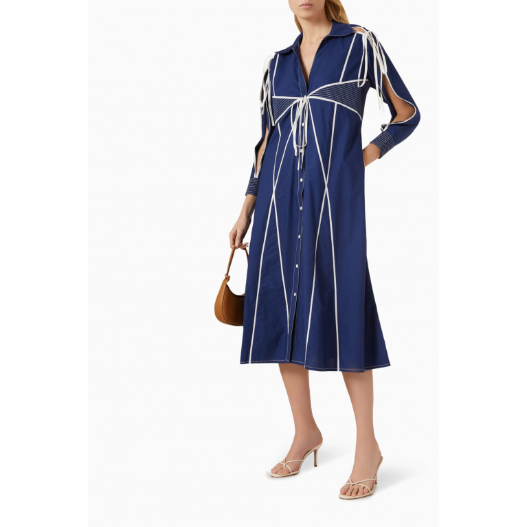 Lovebirds - Slotted Maxi Shirt Dress in Cotton