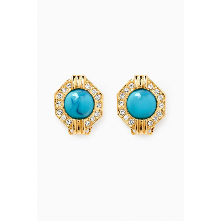 Susan Caplan - Rediscovered 1990s Vintage Cabochon Clip-on Earrings