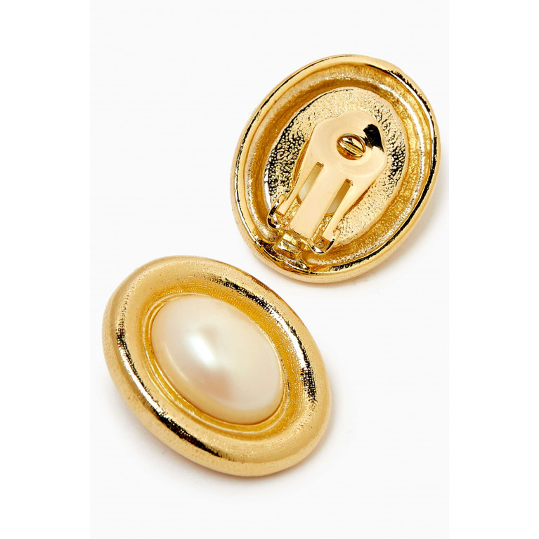 Susan Caplan - Rediscovered 1990s Vintage Faux Pearl Clip-on Earrings