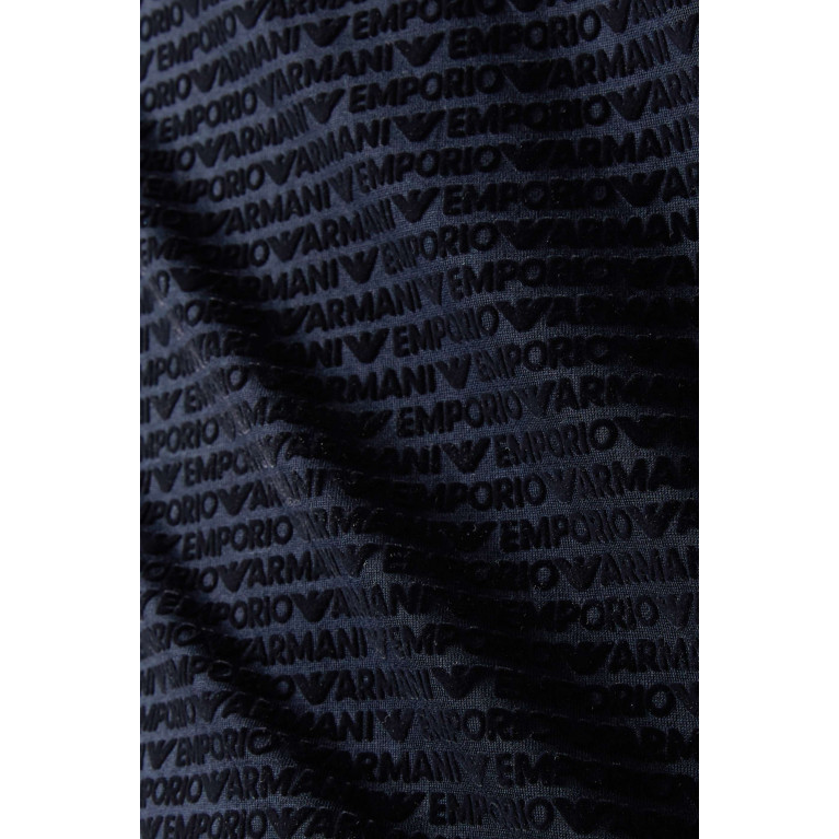 Emporio Armani - All-over Micro EA Logo T-shirt in Jersey Blue