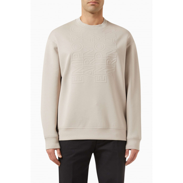 Emporio Armani - Embossed Logo Sweatshirt in Cotton-blend Neutral