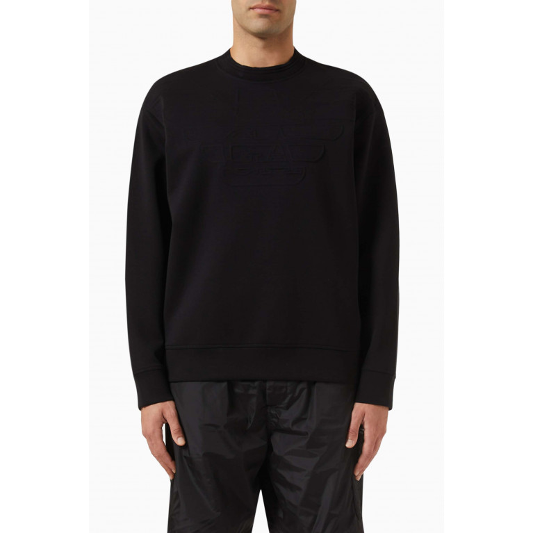 Emporio Armani - Embossed Logo Sweatshirt in Cotton-blend Black