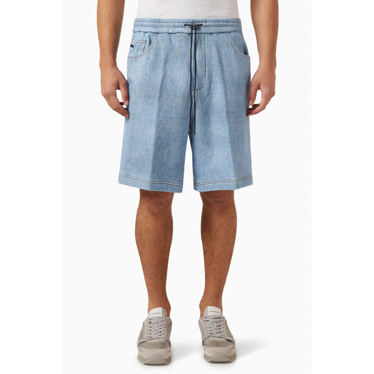 Emporio Armani - Denim-effect Shorts in French Cotton Terry