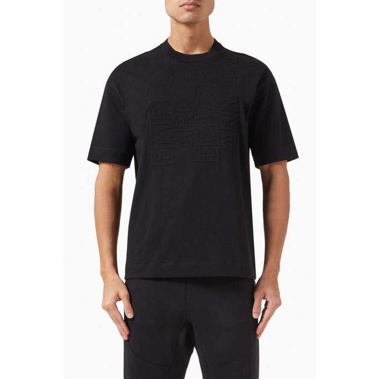 Emporio Armani - EA Logo T-shirt in Cotton-jersey Black