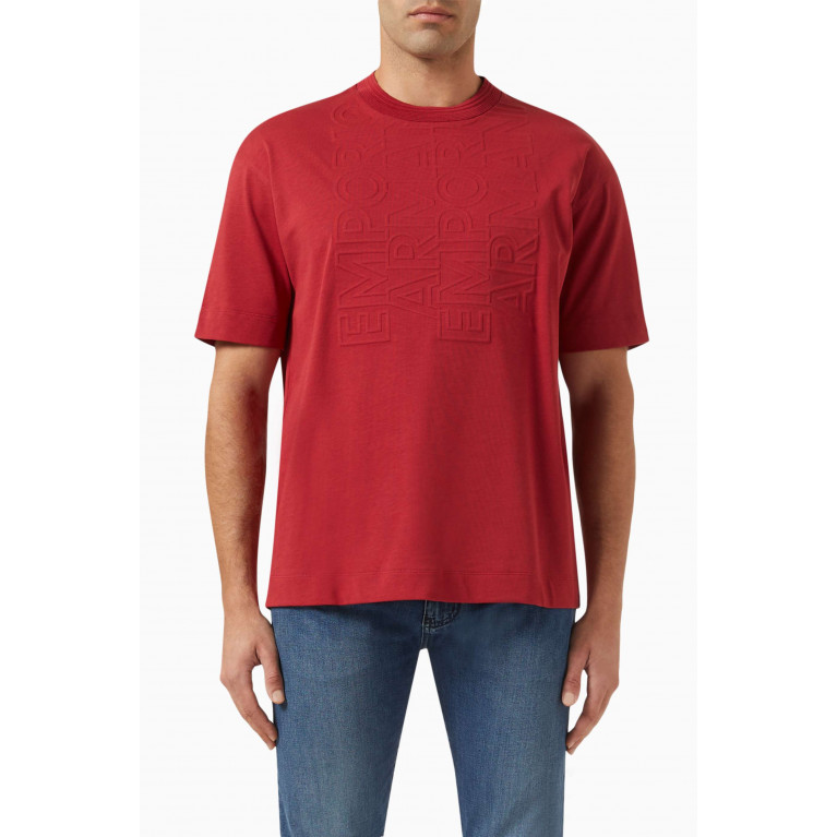 Emporio Armani - EA Logo T-shirt in Cotton-jersey Red