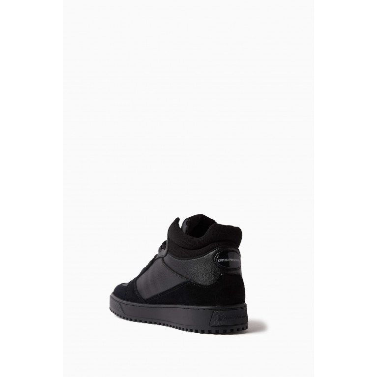 Emporio Armani - EA Eagle High-top Sneakers in Suede & Faux Leather