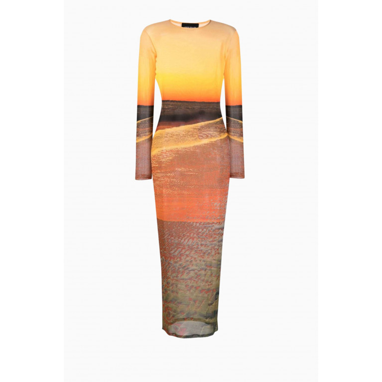 Louisa Ballou - High Tide Printed Maxi Dress in Mesh