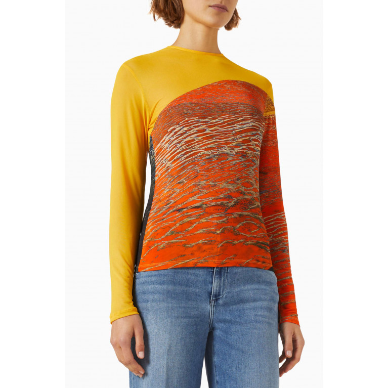 Louisa Ballou - Printed Seamed Top in Stretch-mesh