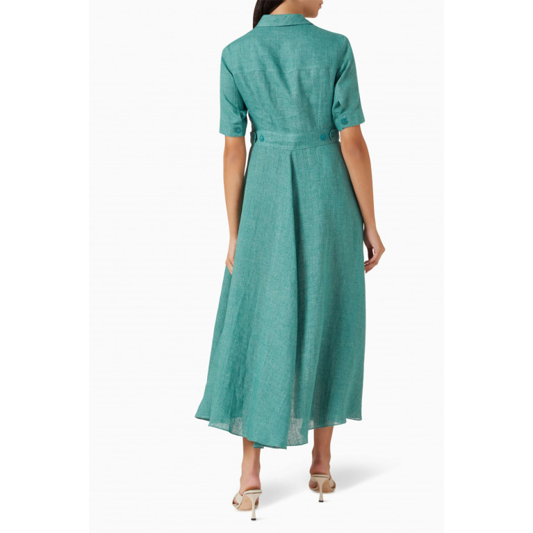 Emporio Armani - Button-down Shirt Dress in Linen-blend Green