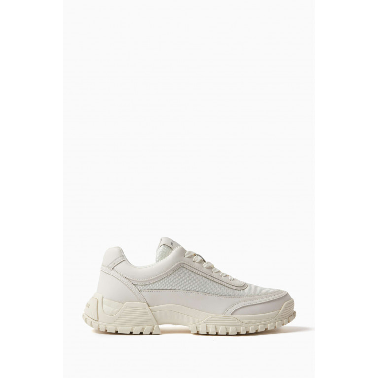 Emporio Armani - Lace-up Chunky Sneakers in Leather & Mesh Neutral