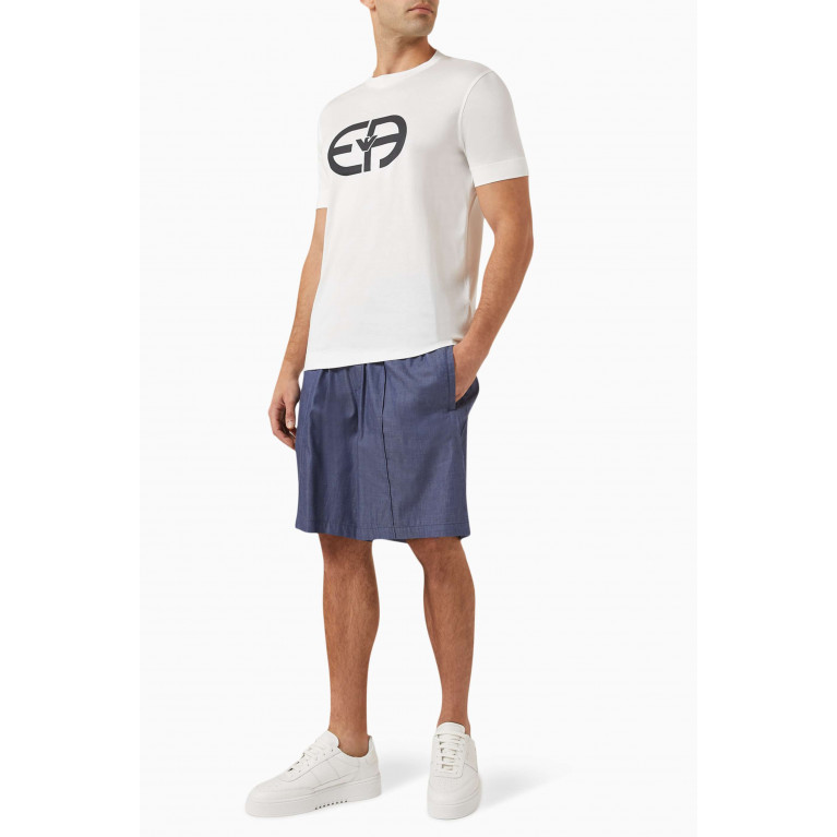 Emporio Armani - Denim-effect Bermuda Shorts in Cotton Chambray