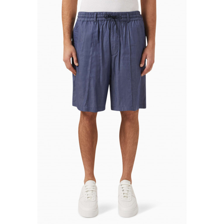 Emporio Armani - Denim-effect Bermuda Shorts in Cotton Chambray
