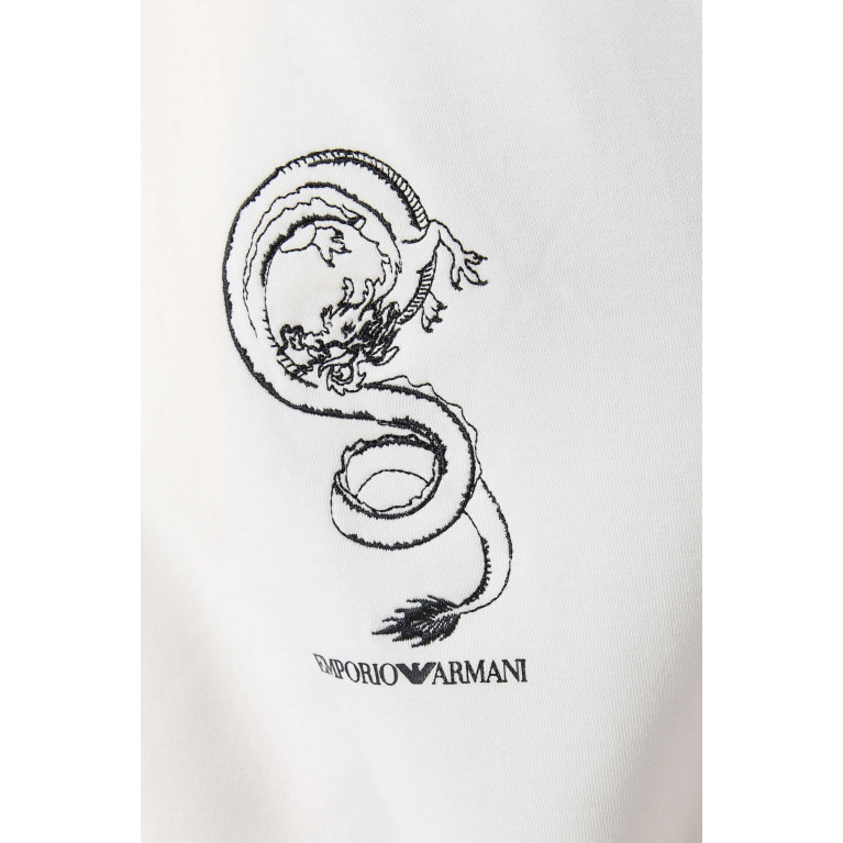 Emporio Armani - EA Logo Dragon Print Zip-up Hoodie in Cotton Jersey