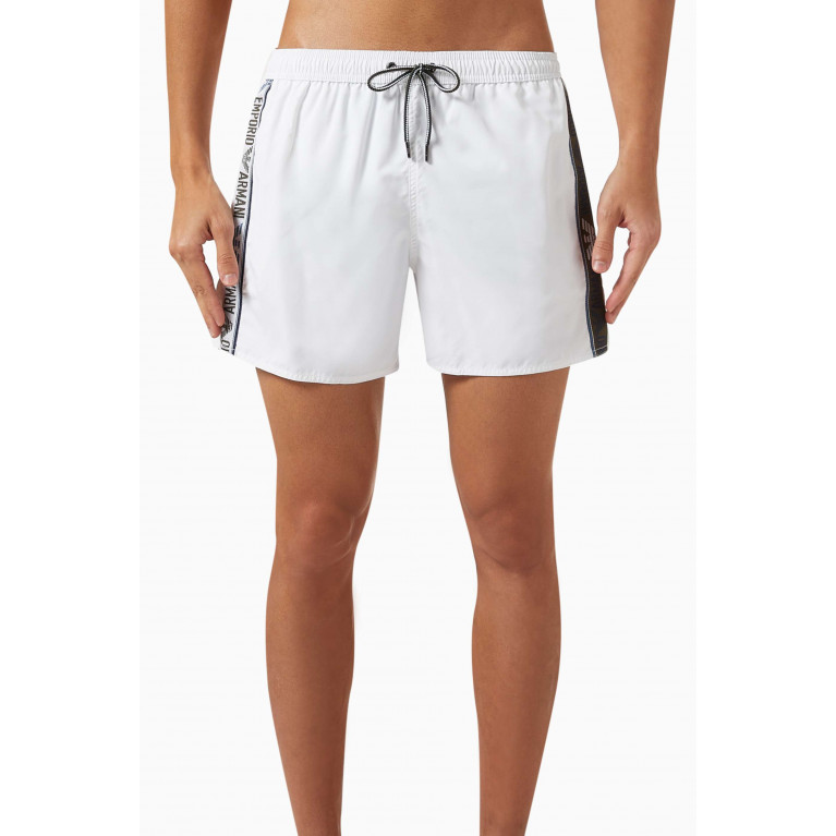 Emporio Armani - EA Logo Swim Shorts in Nylon White