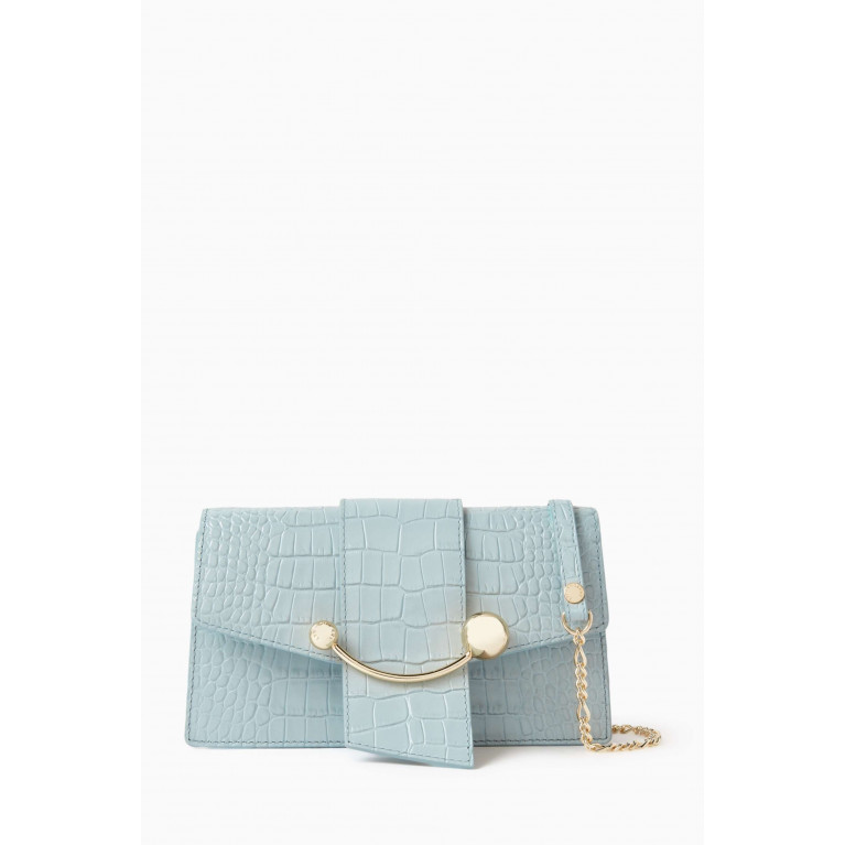 Strathberry - Crescent Chain Shoulder Bag in Croc-embossed Leather