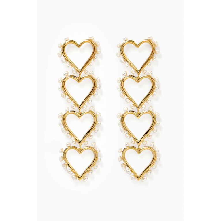Joanna Laura Constantine - Statement Hearts Earrings in 18kt Gold-plated Brass