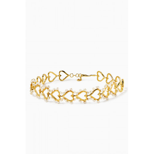 Joanna Laura Constantine - Multi Heart Choker Necklace in 18kt Gold-plated Brass
