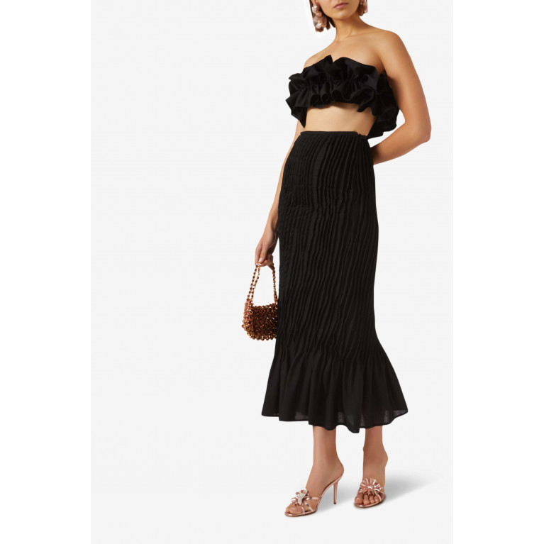 VANINA - Vague Midi Skirt in Cotton-linen