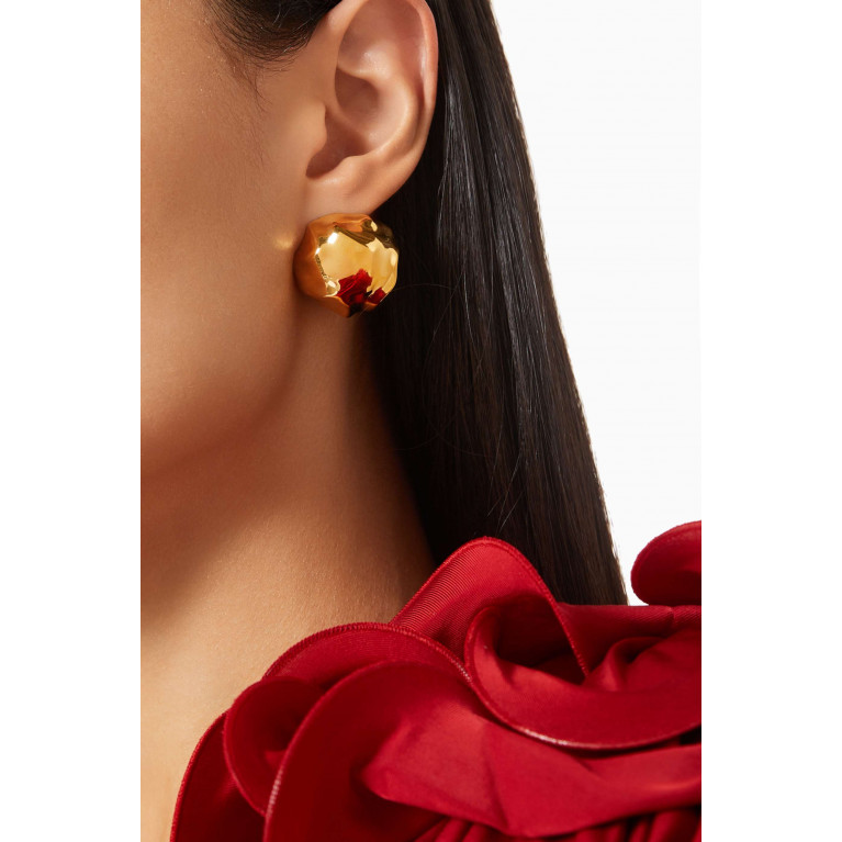 Misho - Large Gemela Stud Earrings in 22kt Gold-plated Bronze
