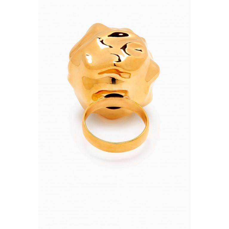 Misho - Large Gemela Ring in 22kt Gold-plated Bronze