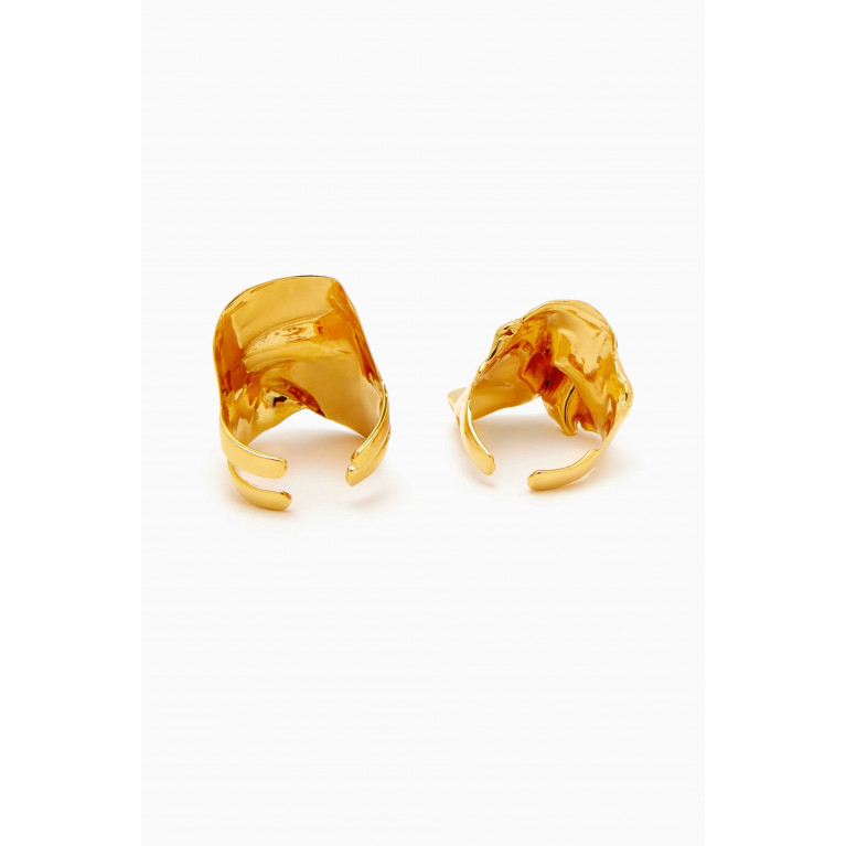 Misho - Flow Combination Rings in 22kt Gold-plated Bronze
